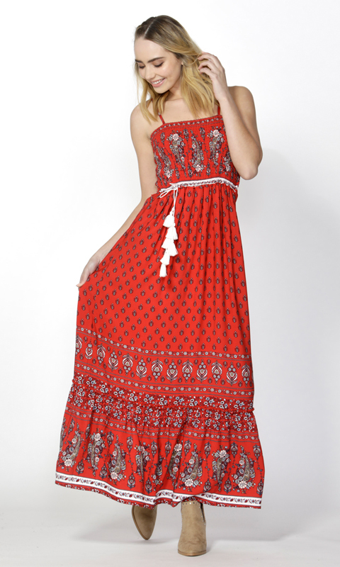 Desert Floral Shirred Maxi by SASS