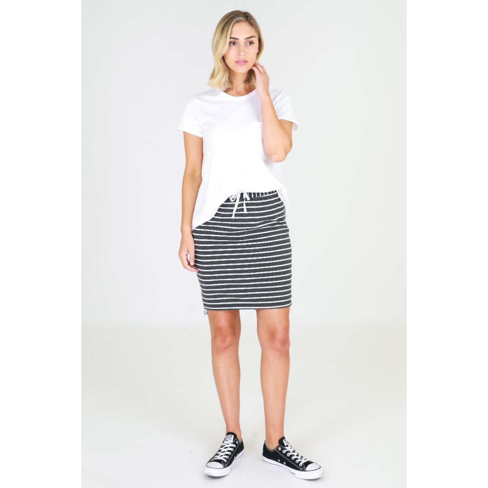 Alice Skirt in Charcoal Stripe by Third Story