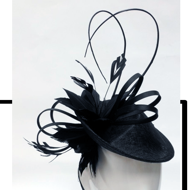 FH2325B - Large Hat Style Fascinator on Head Band by FAB