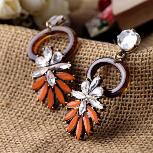 FE2617 - Orange and Brown Circle Earring by FAB